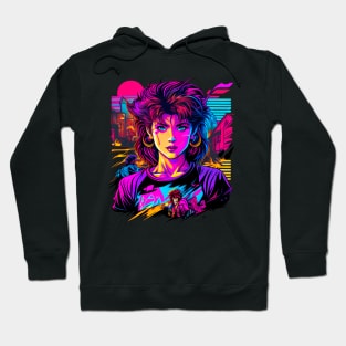 Retro 80s Japanese Manga Girl Synthwave Hoodie